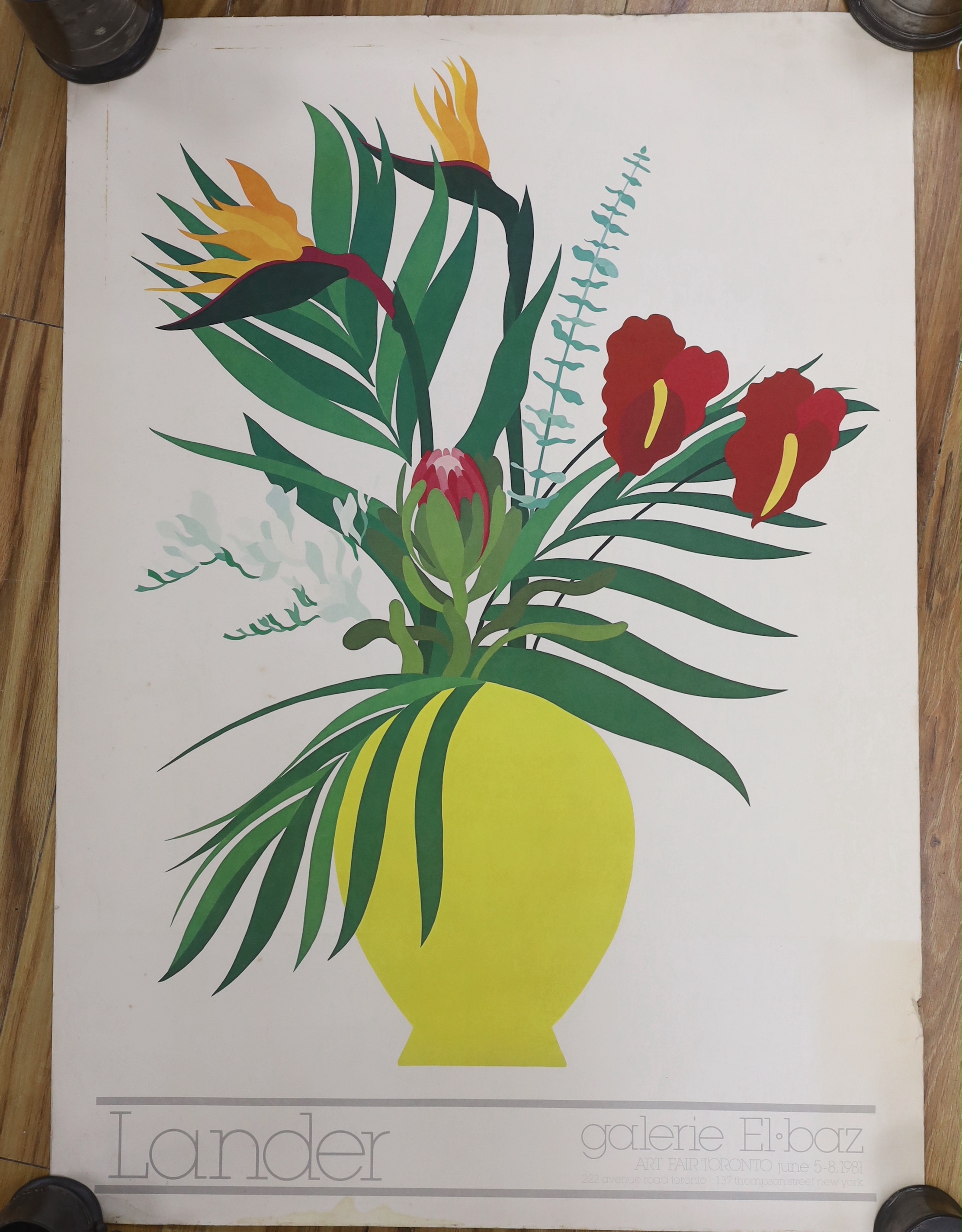 A. Lander Galerie, El Baz, June 1981 Art Fair poster, Still life of flowers in a vase, 96 x 69cm, unframed